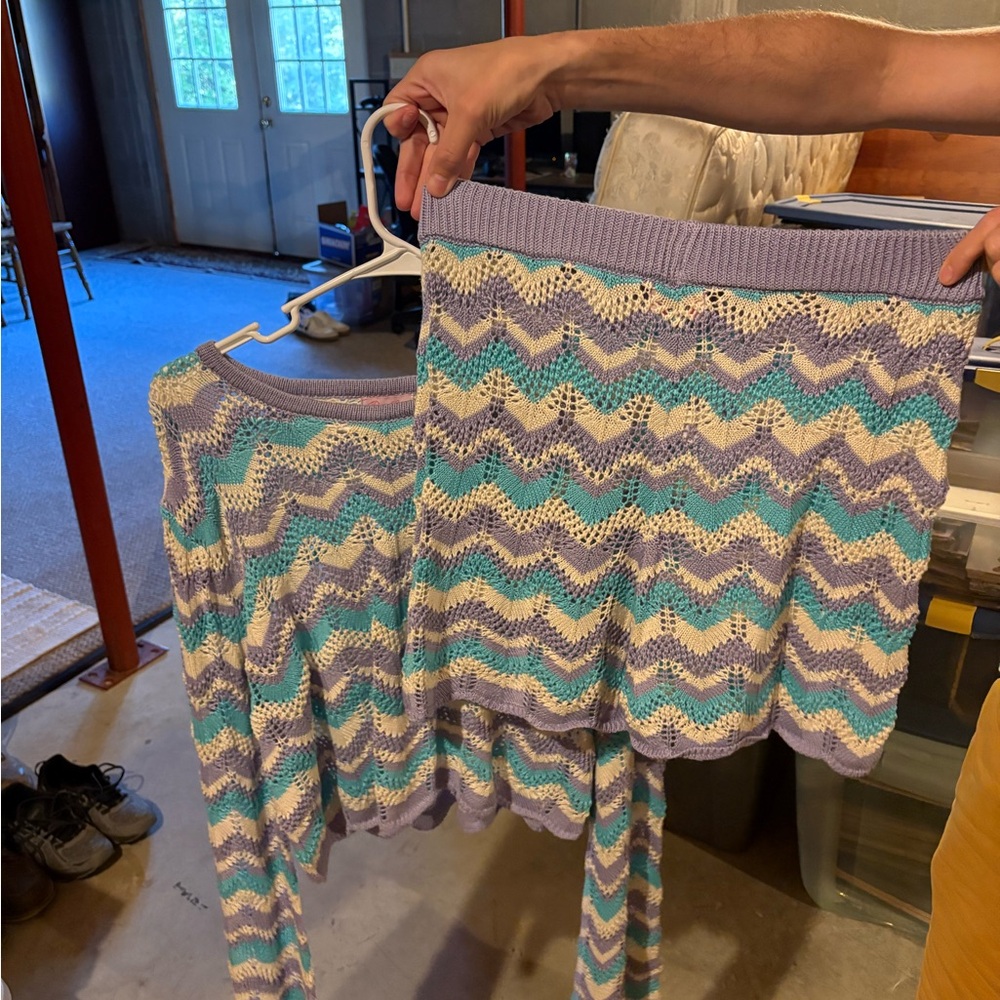 Purple and Blue Chevron Knit Set